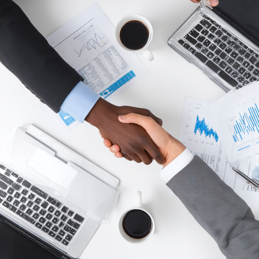 business agreeing to AEO services shakehands over business growth strategies for AI visibility- get a free AI visibility audit