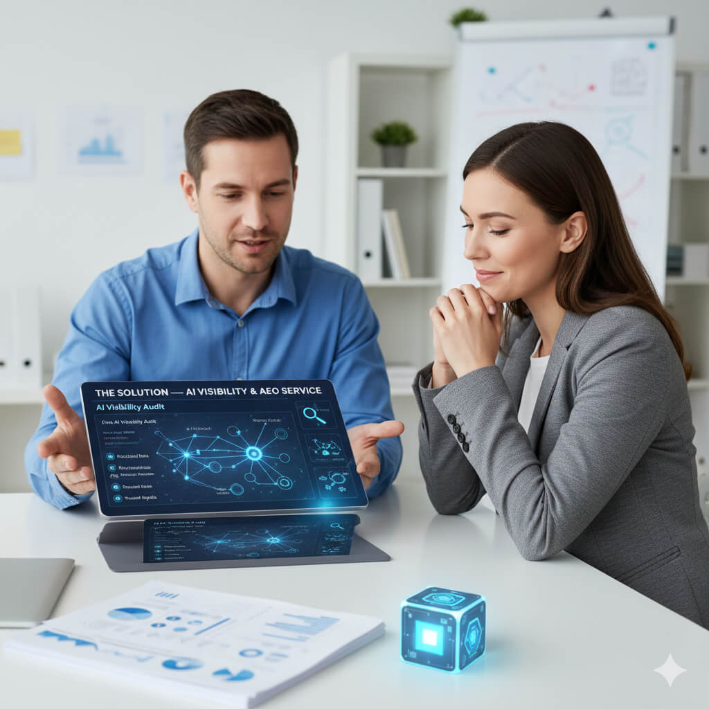 business agreeing to AEO services shakehands over business growth strategies for AI visibility- get a free AI visibility audit 
