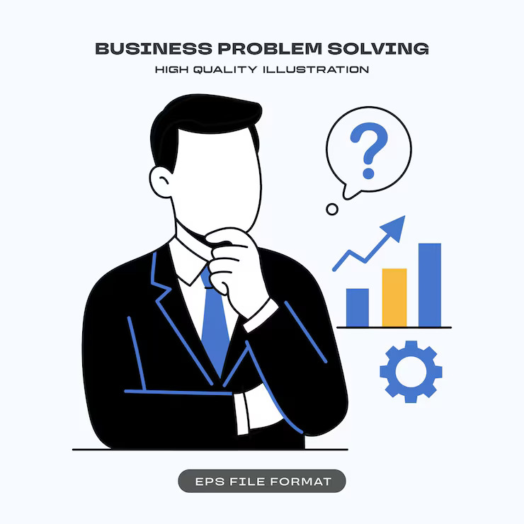A concerned businessman types on a laptop showing "Google AI Mode" while thinking, “Why is my business not showing in AI mode answers?”—highlighting the importance of AI visibility for local businesses.